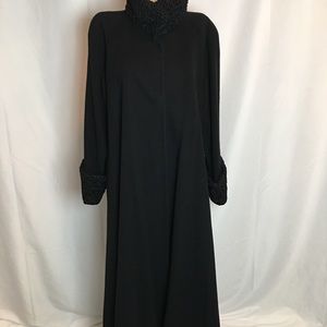 Vintage Black Cashmere & Persian Lamb Swing Coat